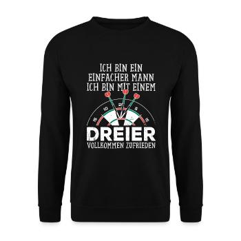 Dart Dartspieler Ich bin ein einfacher Mann - Unisex Pullover - Schwarz - Vorne - Alina (178cm) & Michal (187cm)