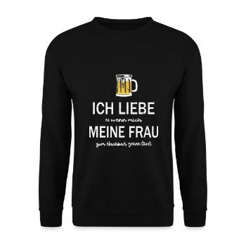 Nachbar Biertrinker - Unisex Pullover - Schwarz - Vorne - Alina (178cm) & Michal (187cm)