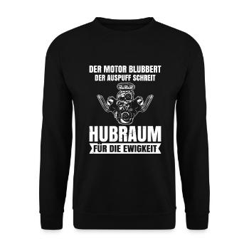 Auto Schrauber Tuning Hubraum - Unisex Pullover - Schwarz - Vorne - Alina (178cm) & Michal (187cm)