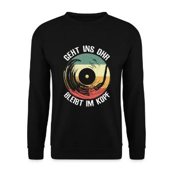 Vintage Vinyl Plattensammler Schallplatte - Unisex Pullover - Schwarz - Vorne - Alina (178cm) & Michal (187cm)