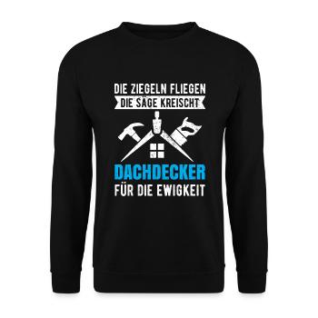 Dachdecker geschenk dachdeckermeister - Unisex Pullover - Schwarz - Vorne - Alina (178cm) & Michal (187cm)