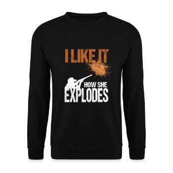 Clay pigeon shooting - Unisex Sweatshirt - black - Front - Alina (178cm) & Michal (187cm)