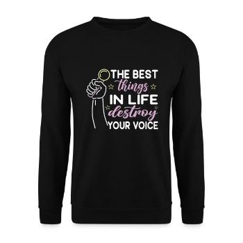 Funny karaoke singer - Unisex Sweatshirt - black - Front - Alina (178cm) & Michal (187cm)