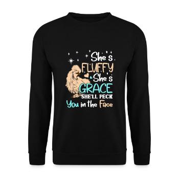 Silkie chicken - Unisex Sweatshirt - black - Front - Alina (178cm) & Michal (187cm)