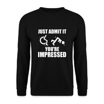 Funny wheelchair driver disabled people - Unisex Pullover - Schwarz - Vorne - Alina (178cm) & Michal (187cm)