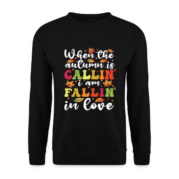 Feuille Peeping Automne Peeper - Sweat-shirt Unisexe - noir - Devant - Alina (178cm) & Michal (187cm)