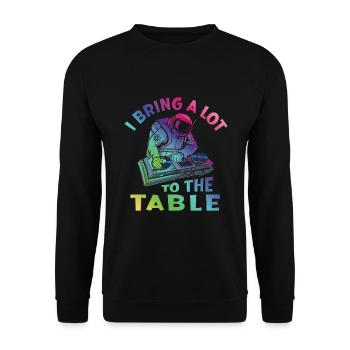 DJ Disc jockey Turntable - Unisex Pullover - Schwarz - Vorne - Alina (178cm) & Michal (187cm)