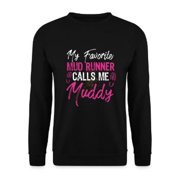 Funny Mud Run Mudder Muddy Sistas Mud Squad - Unisex Sweatshirt - black - Front - Alina (178cm) & Michal (187cm)