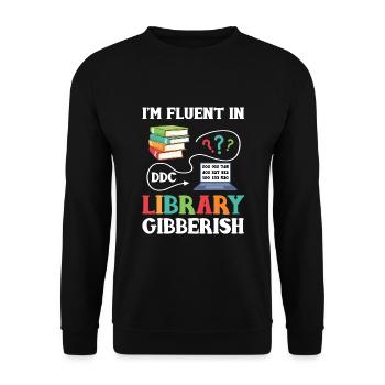 Library Assistant Library Assistant - Unisex Sweatshirt - black - Front - Alina (178cm) & Michal (187cm)