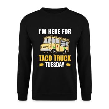 Lustiges Taco Truck - Unisex Pullover - Schwarz - Vorne - Alina (178cm) & Michal (187cm)