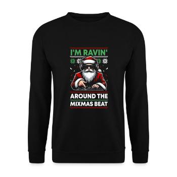 Santa DJ Disc jockey Turntable - Unisex Pullover - Schwarz - Vorne - Alina (178cm) & Michal (187cm)