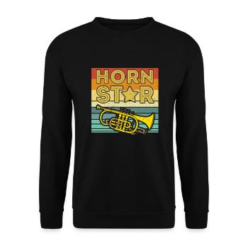 Mellophone Funny Mellophonist - Unisex Sweatshirt - black - Front - Alina (178cm) & Michal (187cm)