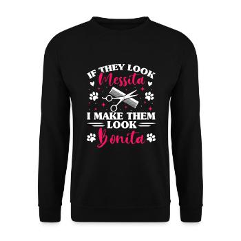 Toiletteur pour chiens, furologue - Sweat-shirt Unisexe - noir - Devant - Alina (178cm) & Michal (187cm)