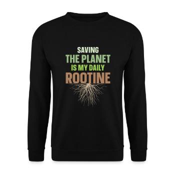 Funny Earth Day - Unisex Pullover - Schwarz - Vorne - Alina (178cm) & Michal (187cm)