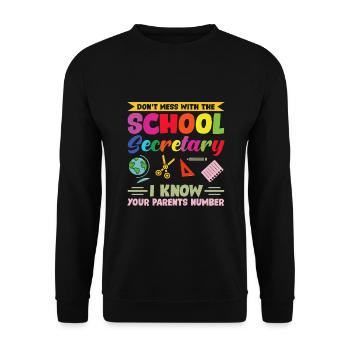 Secrétaire de l’école - Sweat-shirt Unisexe - noir - Devant - Alina (178cm) & Michal (187cm)