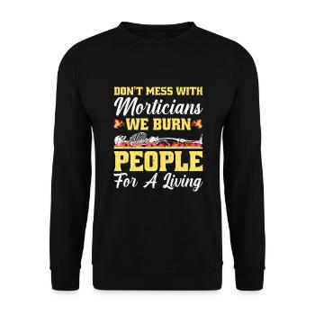 Mortician Funeral Director - Unisex Sweatshirt - black - Front - Alina (178cm) & Michal (187cm)