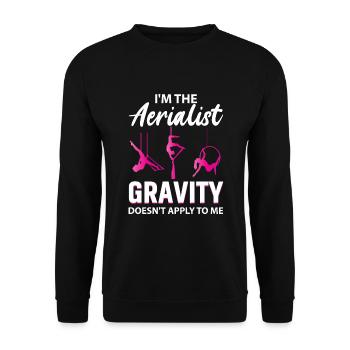 Yoga aérien aérien soie aérienne - Sweat-shirt Unisexe - noir - Devant - Alina (178cm) & Michal (187cm)