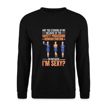 Fly Girl Stewardess Flight attendant - Unisex Pullover - Schwarz - Vorne - Alina (178cm) & Michal (187cm)