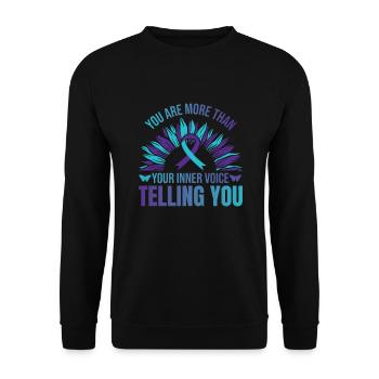 Prévention des suicides : conseiller en suicide - Sweat-shirt Unisexe - noir - Devant - Alina (178cm) & Michal (187cm)