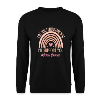 School Counselor - Unisex Sweatshirt - black - Front - Alina (178cm) & Michal (187cm)