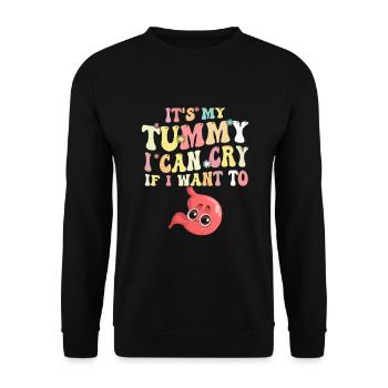 Tummy Ache Survivor - Unisex Pullover - Schwarz - Vorne - Alina (178cm) & Michal (187cm)