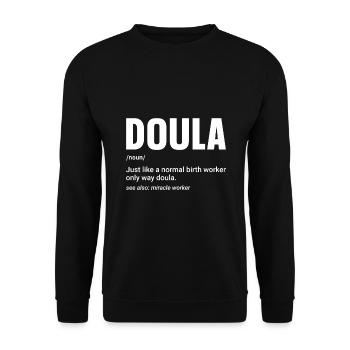 Doula Birth Worker Midwife - Unisex Pullover - Schwarz - Vorne - Alina (178cm) & Michal (187cm)