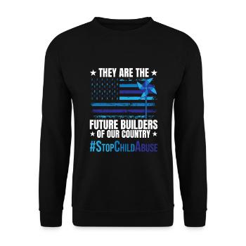 Stop Child abuse awareness - Unisex Sweatshirt - black - Front - Alina (178cm) & Michal (187cm)