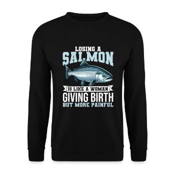King Salmon Fishing fisherman - Unisex Pullover - Schwarz - Vorne - Alina (178cm) & Michal (187cm)