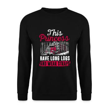 Log Truck Driver Timber Lorry Funny Logging Truck - Unisex Sweatshirt - black - Front - Alina (178cm) & Michal (187cm)