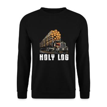 Log Truck Driver Timber Lorry Funny Logging Truck - Unisex Sweatshirt - black - Front - Alina (178cm) & Michal (187cm)