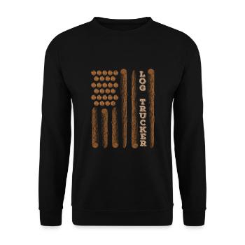 Log Truck Driver Timber Lorry Funny Logging Truck - Unisex Sweatshirt - black - Front - Alina (178cm) & Michal (187cm)