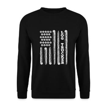 Log Truck Driver Timber Lorry Funny Logging Truck - Unisex Sweatshirt - black - Front - Alina (178cm) & Michal (187cm)