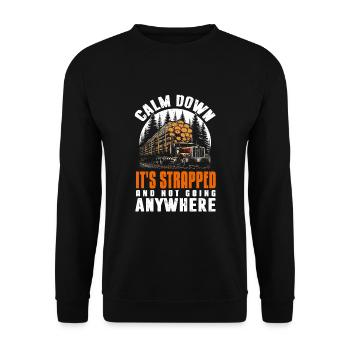 Log Truck Driver Timber Lorry Funny Logging Truck - Unisex Sweatshirt - black - Front - Alina (178cm) & Michal (187cm)