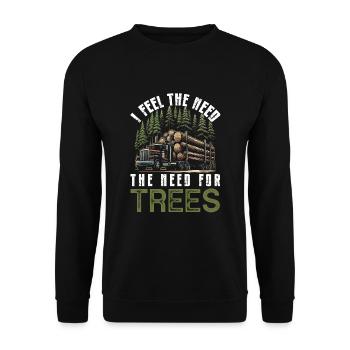 Log Truck Driver Timber Lorry Funny Logging Truck - Unisex Sweatshirt - black - Front - Alina (178cm) & Michal (187cm)