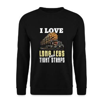 Log Truck Driver Timber Lorry Funny Logging Truck - Unisex Sweatshirt - black - Front - Alina (178cm) & Michal (187cm)