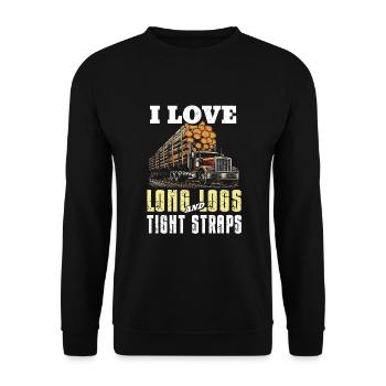 Log Truck Driver Timber Lorry Funny Logging Truck - Unisex Sweatshirt - black - Front - Alina (178cm) & Michal (187cm)