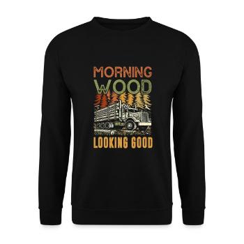 Log Truck Driver Timber Lorry Funny Logging Truck - Unisex Sweatshirt - black - Front - Alina (178cm) & Michal (187cm)