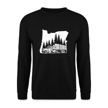 Log Truck Driver Timber Lorry Funny Logging Truck - Unisex Sweatshirt - black - Front - Alina (178cm) & Michal (187cm)