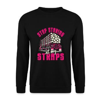 Log Truck Driver Timber Lorry Funny Logging Truck - Unisex Sweatshirt - black - Front - Alina (178cm) & Michal (187cm)