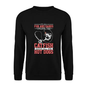 Flathead Catfish cat fishing - Unisex Pullover - Schwarz - Vorne - Alina (178cm) & Michal (187cm)