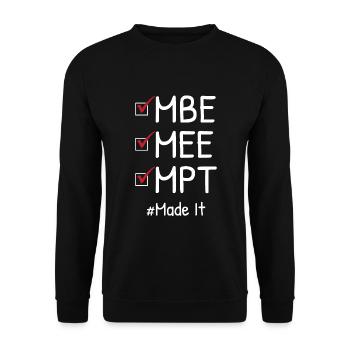 Étudiante en droit survivante de l’examen du barreau - Sweat-shirt Unisexe - noir - Devant - Alina (178cm) & Michal (187cm)