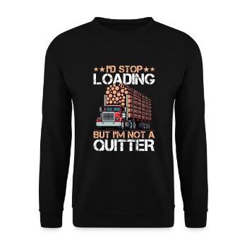 Log Truck Driver Timber Lorry Funny Logging Truck - Unisex Sweatshirt - black - Front - Alina (178cm) & Michal (187cm)