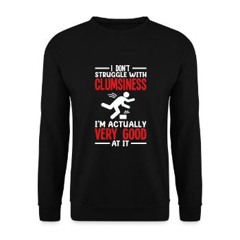 Personnes sujettes aux accidents Drôles Personnes maladroites - Sweat-shirt Unisexe - noir - Devant - Alina (178cm) & Michal (187cm)