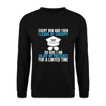 Aviation Funny Airplane Pilot - Unisex Pullover - Schwarz - Vorne - Alina (178cm) & Michal (187cm)