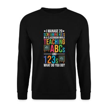 VPK Teacher Voluntary Prekindergarten - Unisex Sweatshirt - black - Front - Alina (178cm) & Michal (187cm)