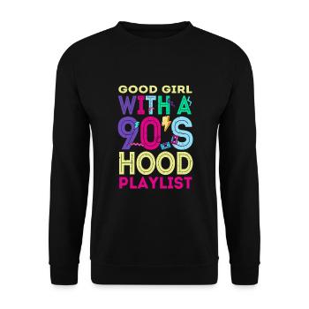 90s R&B Artist Funny R and B - Unisex Pullover - Schwarz - Vorne - Alina (178cm) & Michal (187cm)