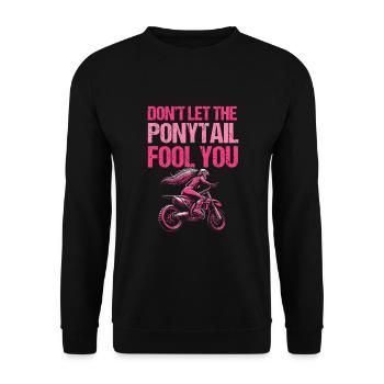 Dirt Bike Girl - Unisex Pullover - Schwarz - Vorne - Alina (178cm) & Michal (187cm)