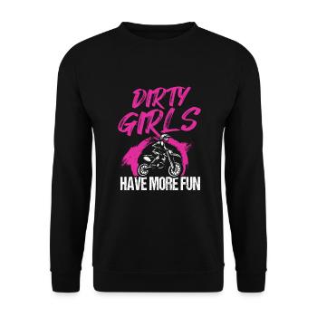 Dirt Bike Girl - Unisex Pullover - Schwarz - Vorne - Alina (178cm) & Michal (187cm)
