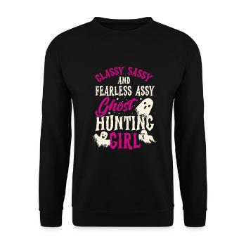 Bass Fishing Funny Fish Fisherman - Unisex Sweatshirt - black - Front - Alina (178cm) & Michal (187cm)