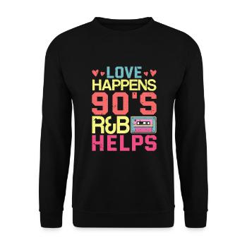 90s R&B Artist Funny R and B - Unisex Pullover - Schwarz - Vorne - Alina (178cm) & Michal (187cm)